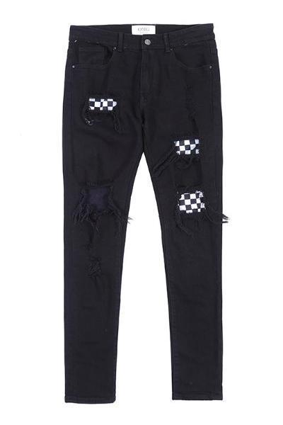 black checkered denim