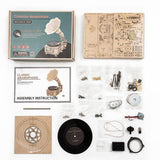 Invented in USA - Gramophone - fully functional wooden-town construction kit