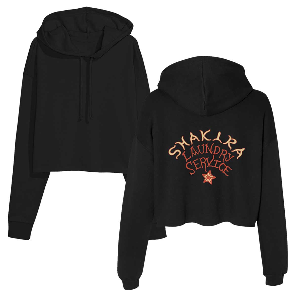 Laundry Service Logo Ladies Cropped Hoodie - Black - Shakira European Store product image