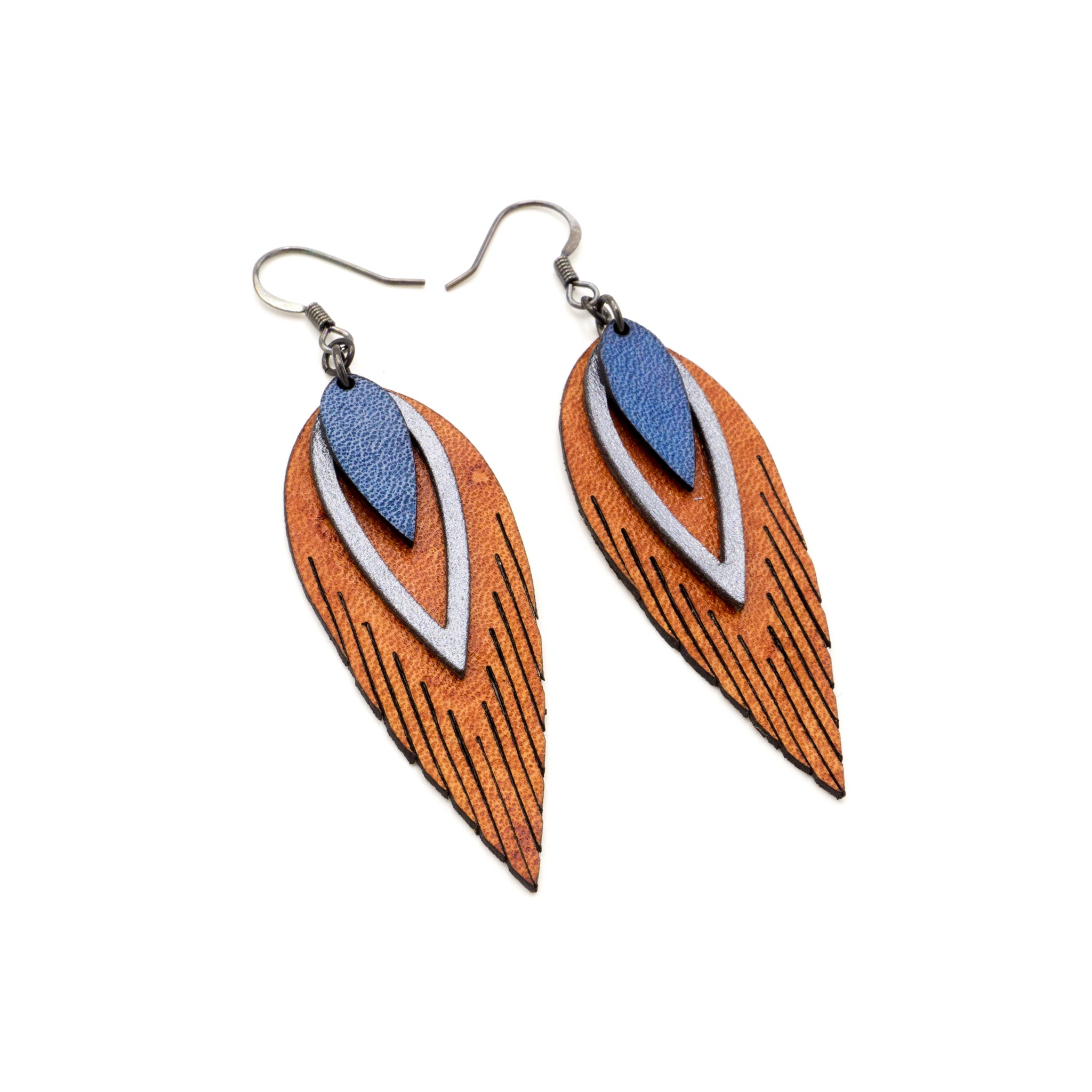 orange leather earrings