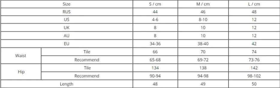 Simplee Size Chart