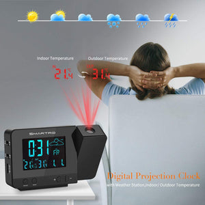 SMARTRO Digital Projection Alarm Clock with Weather Station