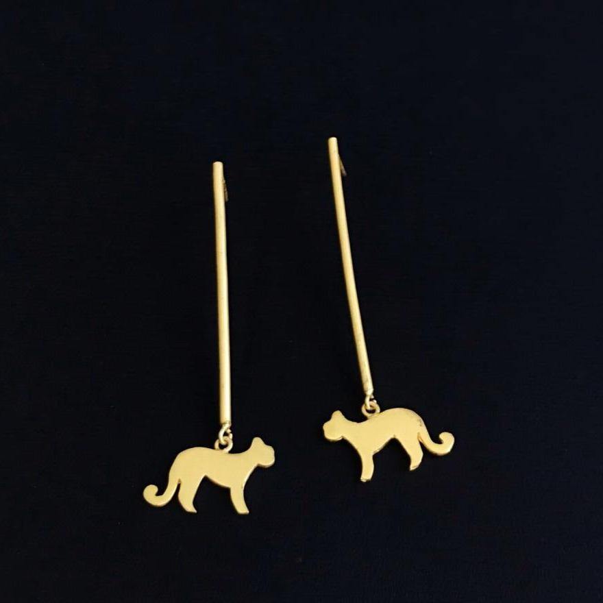 Contemporary Statement Long Cat Earrings