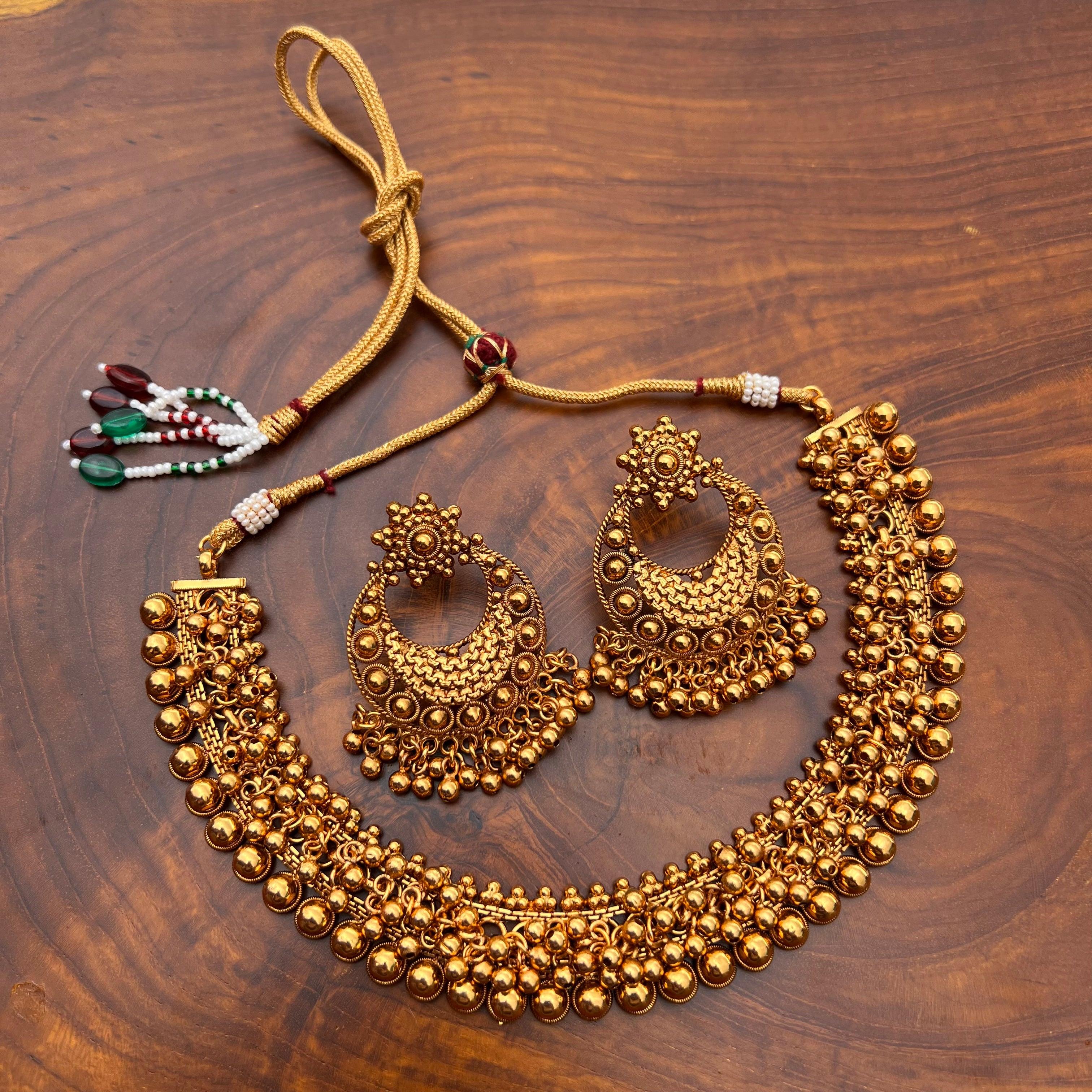 Antique Golden Beads Necklace Set