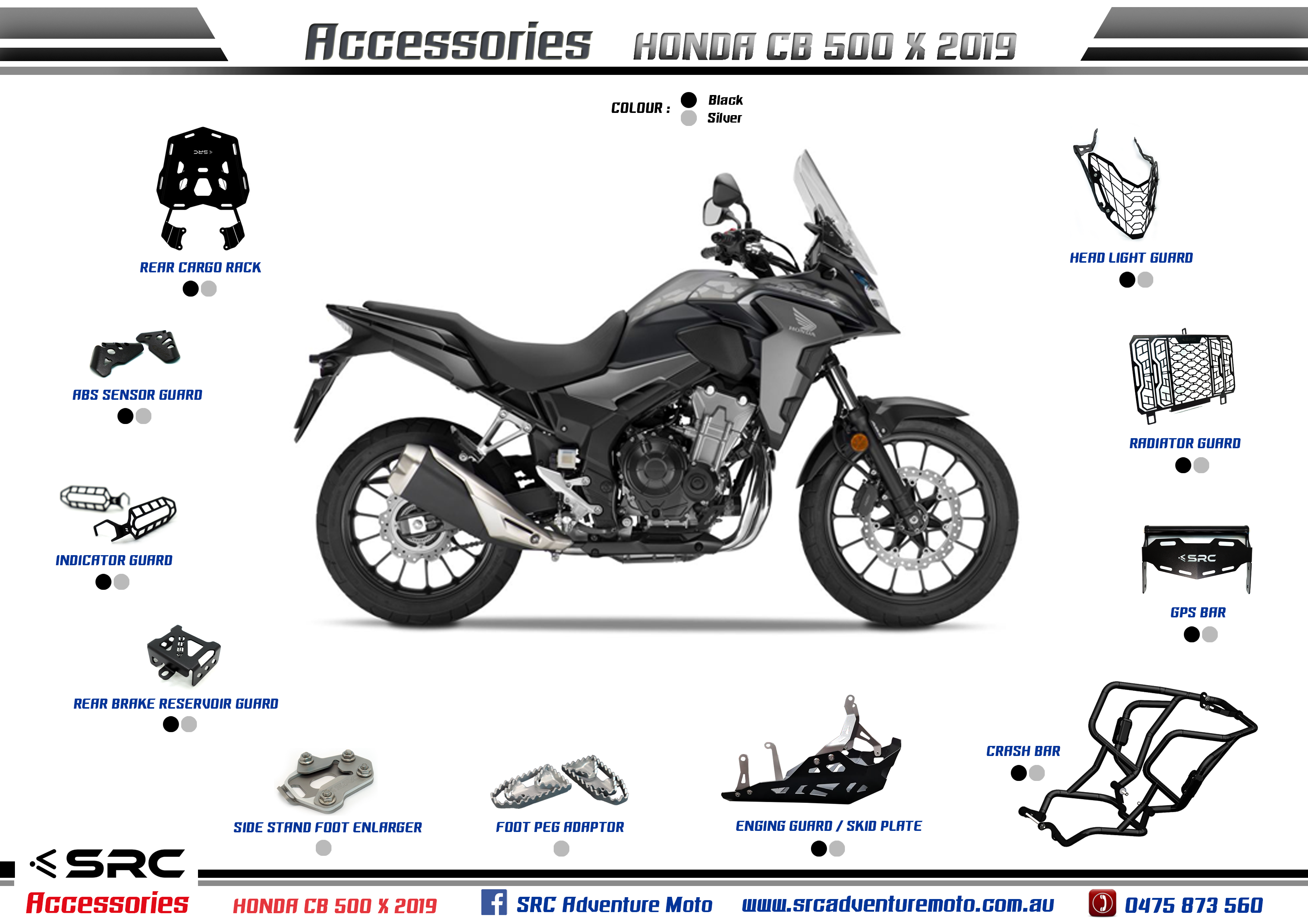 CB500X - All parts overview SRC Adventure Moto