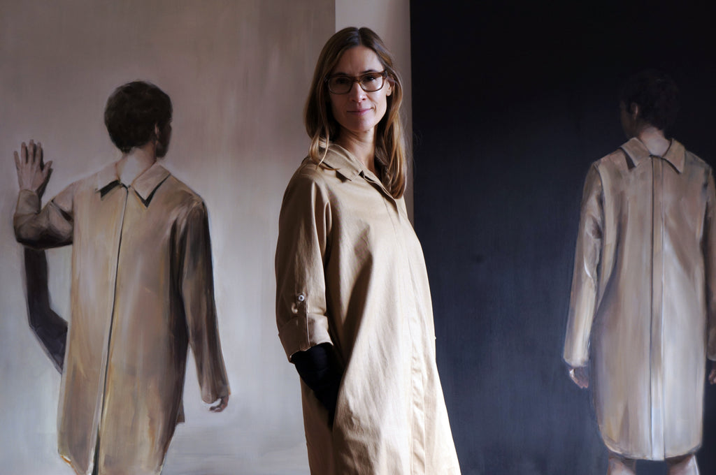 Daniela Krtsch wearing Elementum Multifunctional Shirt Dress. Art and fashion. 