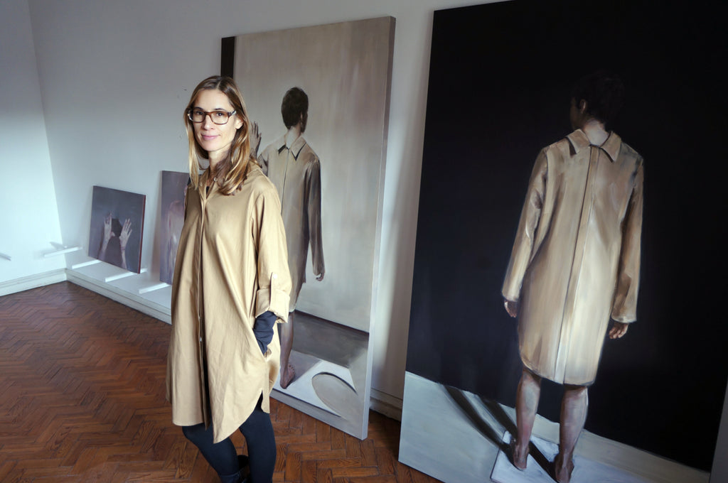 Daniela Krtsch, Elementum Multifunctional Shirt Dress &'Facing Youth'. Sustainable clothes.