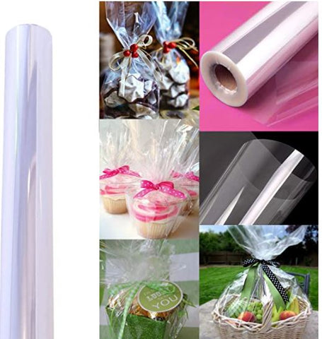 Clear cellophane used to wrap gift baskets