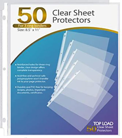 Clear sheet protectors