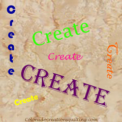 The word "create" is in different colors and fonts on a tan background.