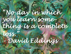 Quote: “No day in which you learn something is a complete loss.”  by  David Eddings
