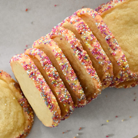 sable cookie edges with multicolor nonpareils