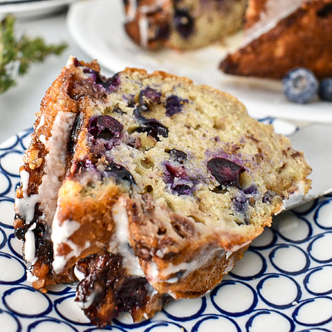 Slice of berry bundt cake