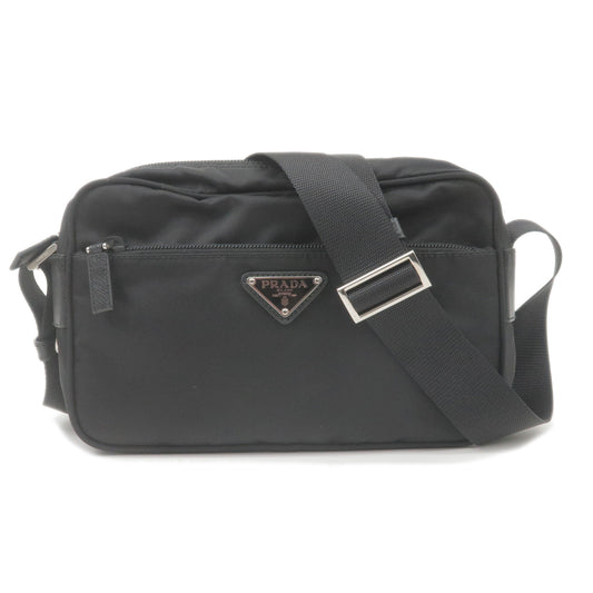 PRADA-Logo-Nylon-Leather-Shoulder-Bag-NERO-Black-1N1204