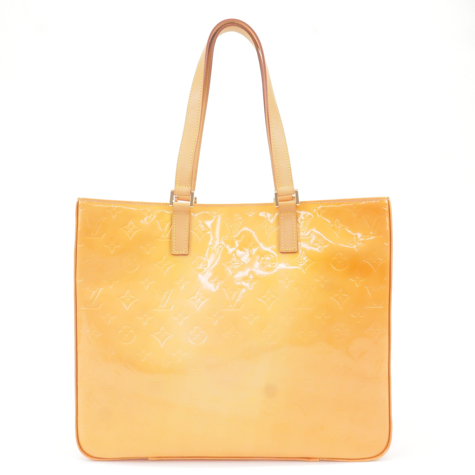 Louis Vuitton Yellow Vernis Papillon Hand Bag 12in L x 6in D