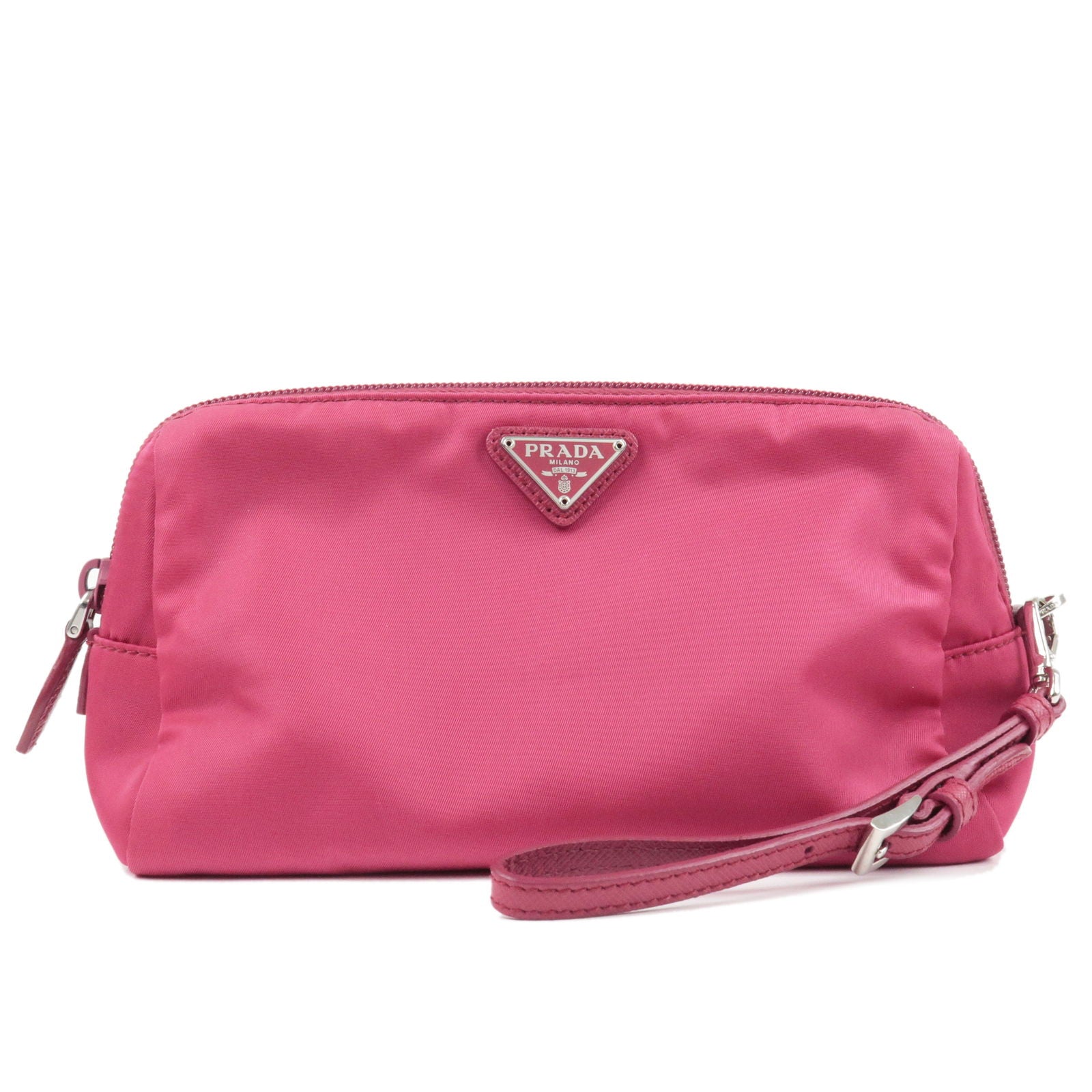 Pink – Prada Flip Flops for Women - Leather - Prada enamel logo plaque  button-down shirt - Nylon - 1NE693 - Pouch - Logo - PRADA - Cosmetic - Pouch