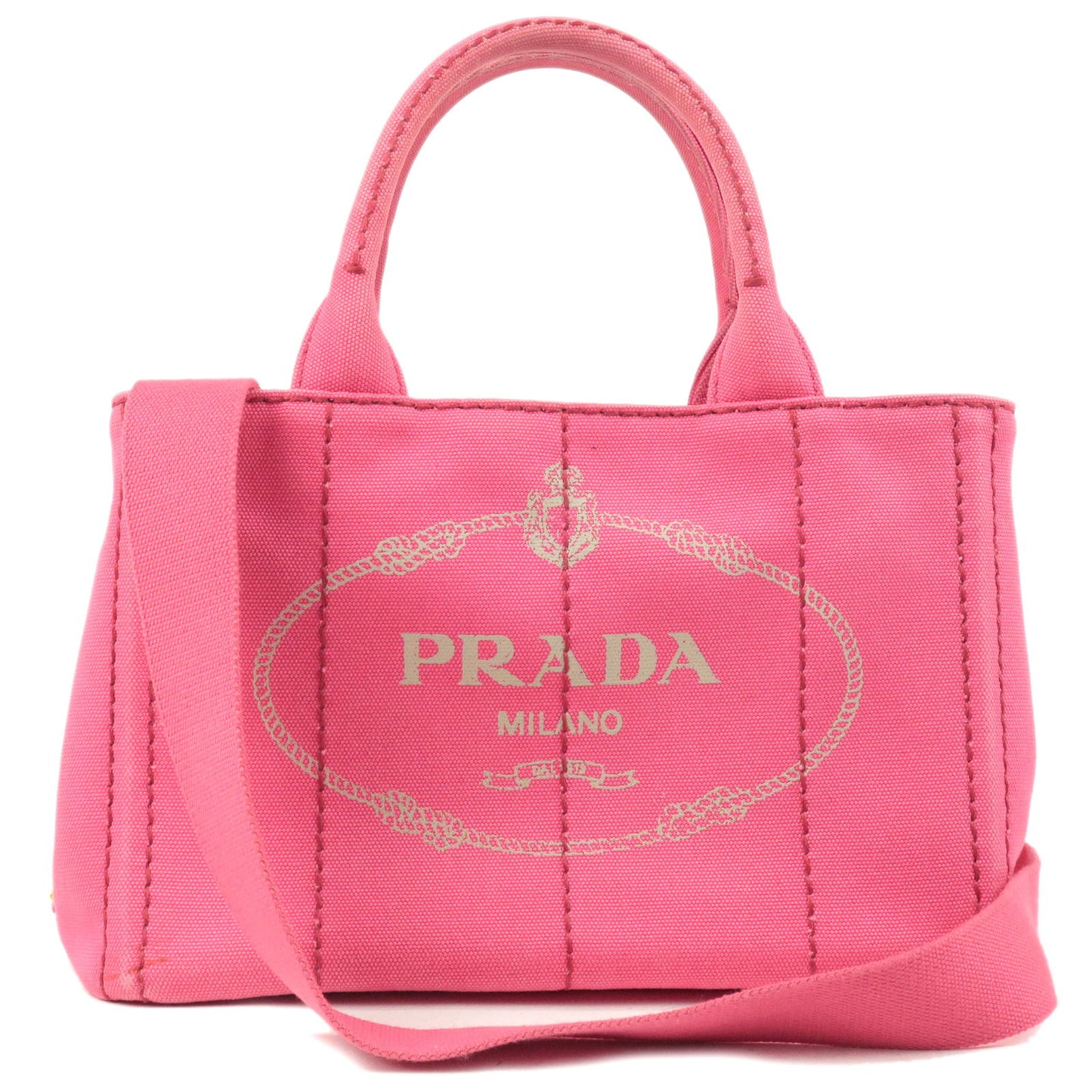 ep_vintage luxury Store - Mini - Tote - PRADA - Canapa - Pink - Canvas -  2Way - Bag - 1BG439 – dct - Prada cabas en tissu et cuir noir