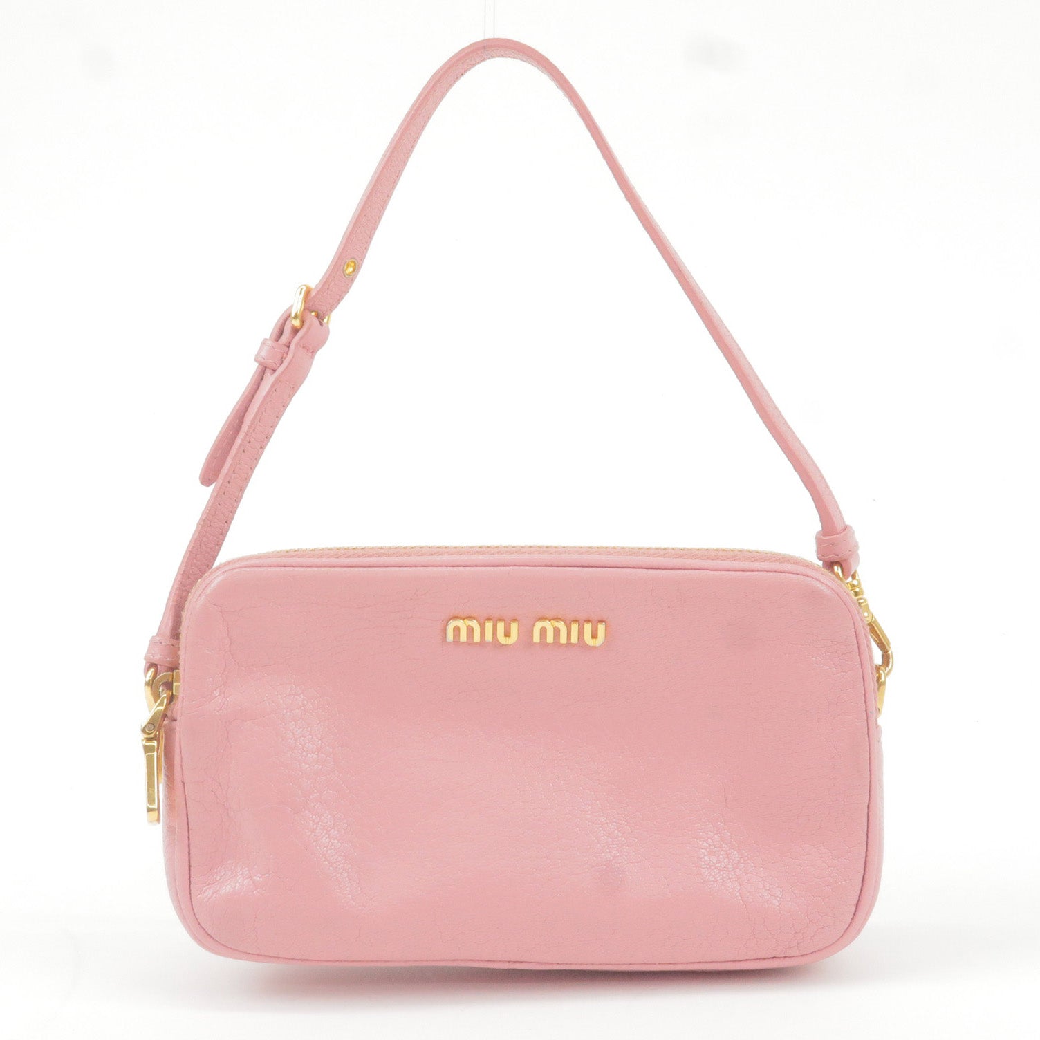 Miu Miu logo-embossed Leather Shoulder Bag - White