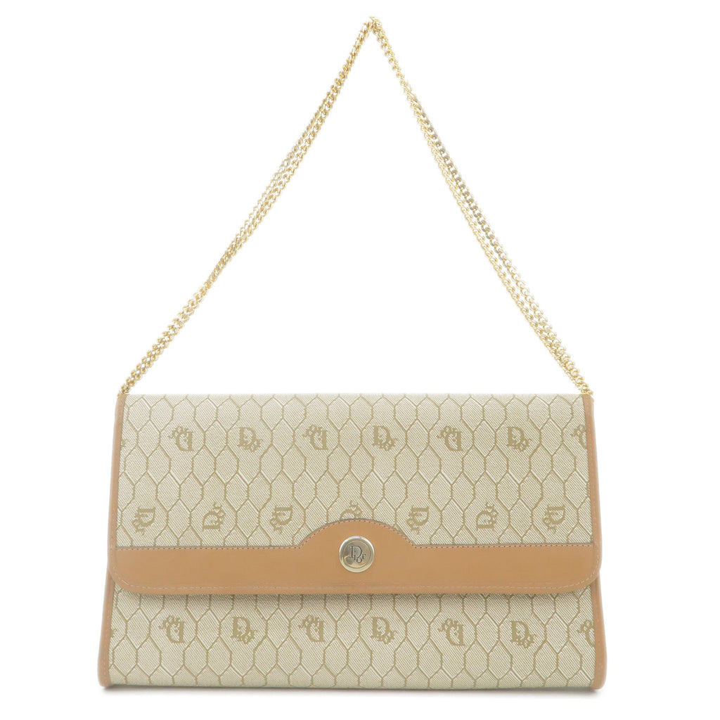Christian-Dior-Honeycomb-Logo-PVC-Leather-Chain-Shoulder-Bag