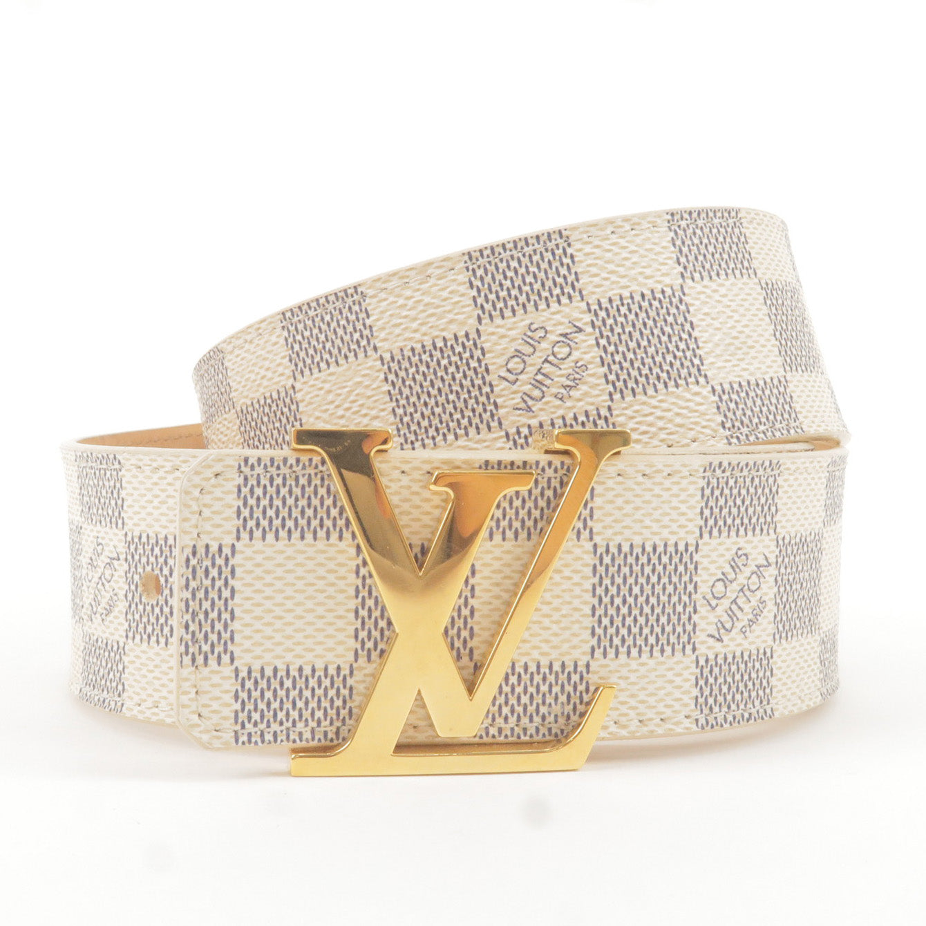 Buy Pre-Owned LOUIS VUITTON Wide LV Initials Belt Damier Azur