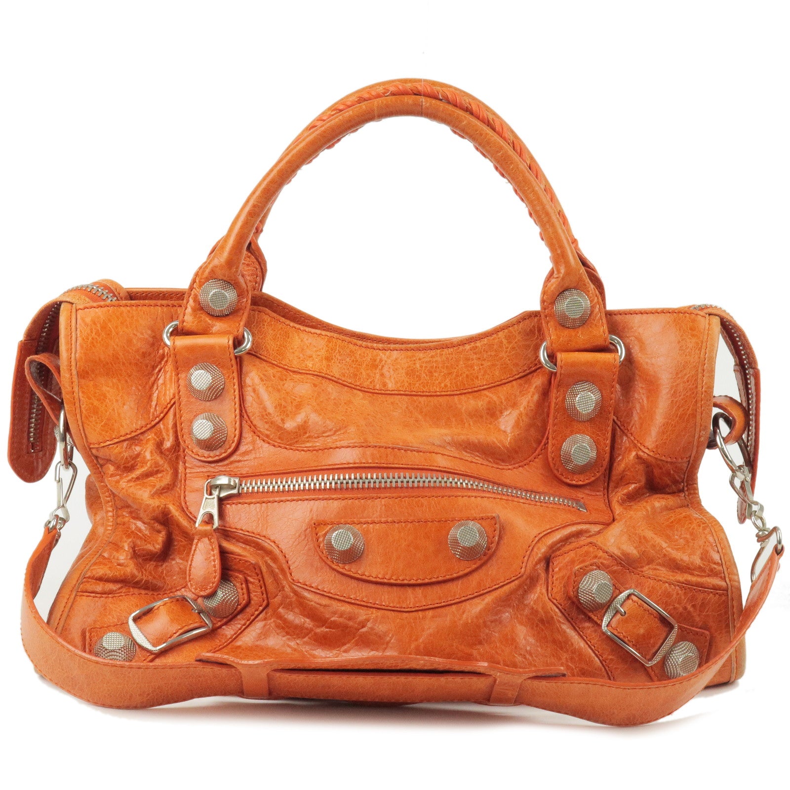 Orange - Leather - BALENCIAGA Giant 173084 – dct - The - City - ep_vintage luxury Store - Bag - Paper Eyes Small Raffia Basket Bag Womens Beige - Hand