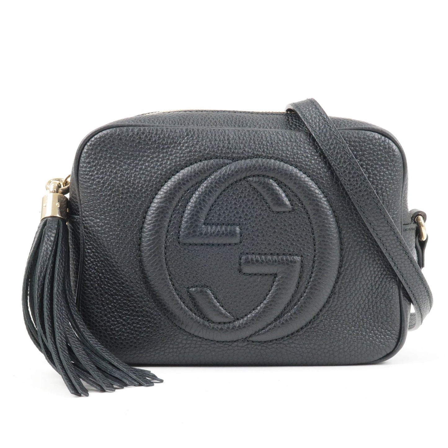 GUCCI Soho Disco Pebbled Leather Small Crossbody Bag Beige 308364