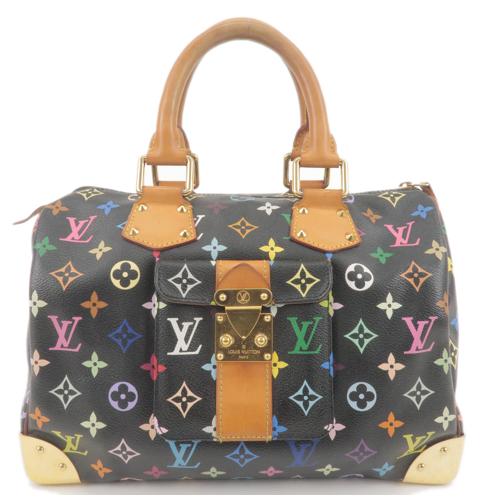 louis vuitton black bag with colored letters