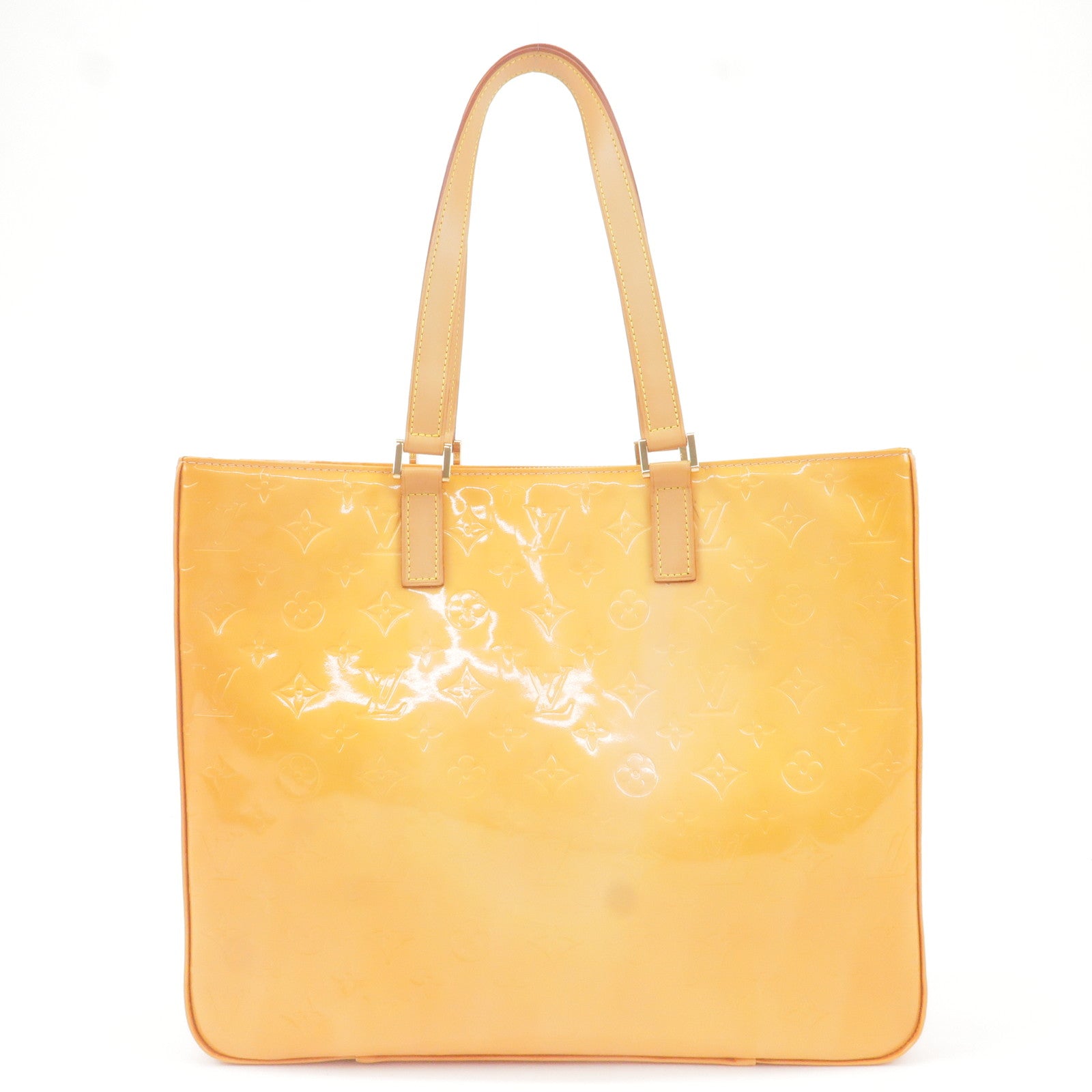 Louis Vuitton Yellow Vernis Papillon Hand Bag 12in L x 6in D