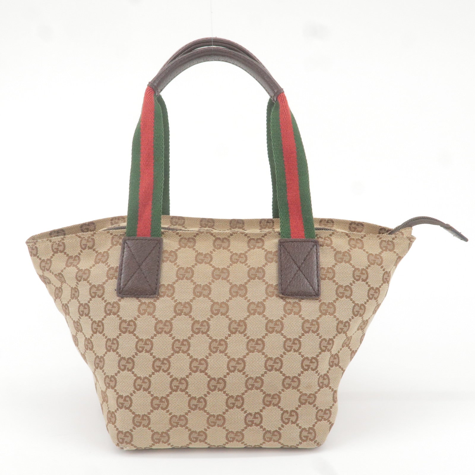 Authentic GUCCI Sherry Line Shoulder Tote Bag Canvas Leather Brown