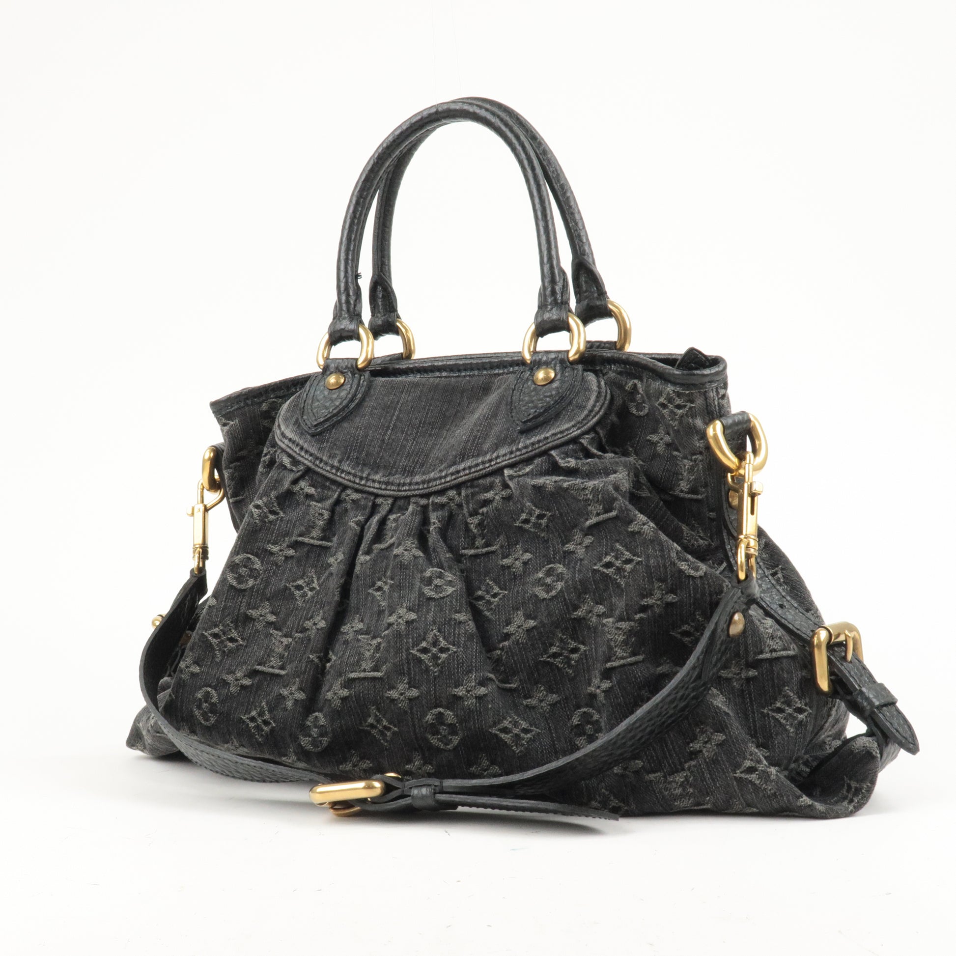 Louis Vuitton Denim Noir Monogram Mahina XS Hobo Bag