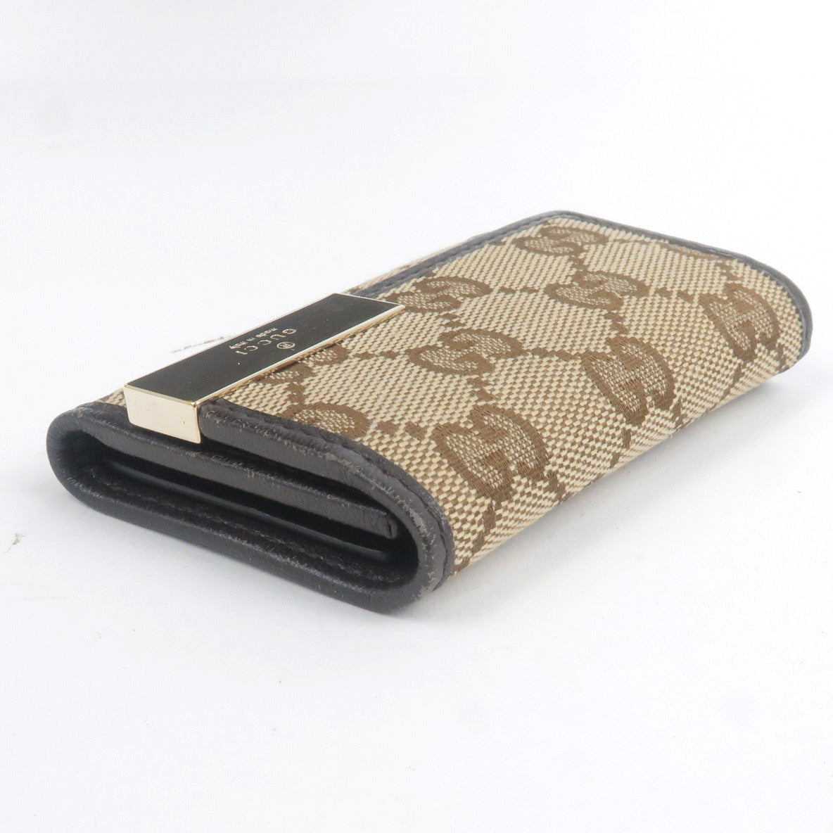 GUCCI GG Canvas Key Case Wallet Leather 10set Beige Black Brown Auth 47827  ref.1009187 - Joli Closet