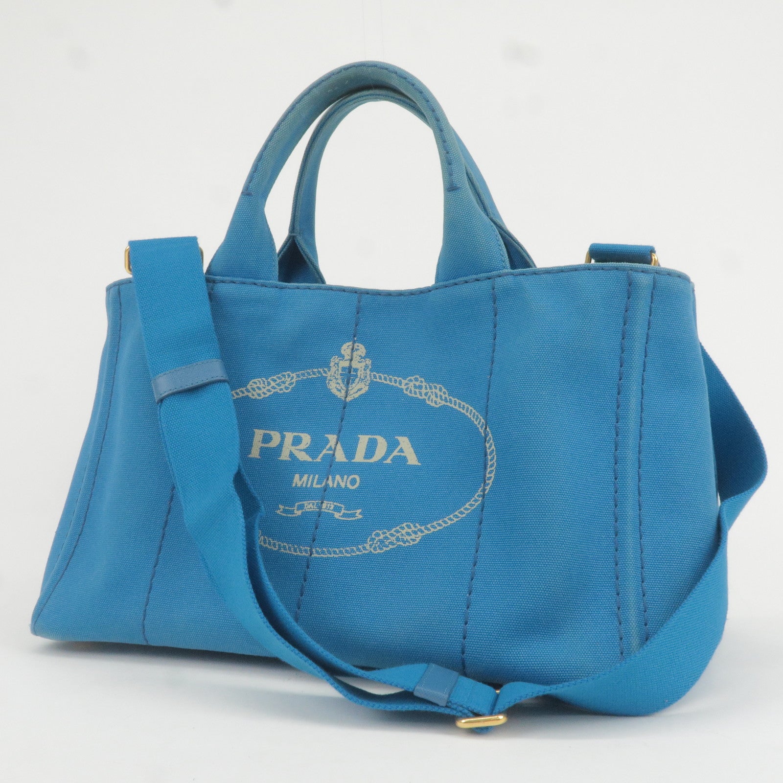 Prada 872320 Blue Bicolor Galleria Tote with Strap 2way