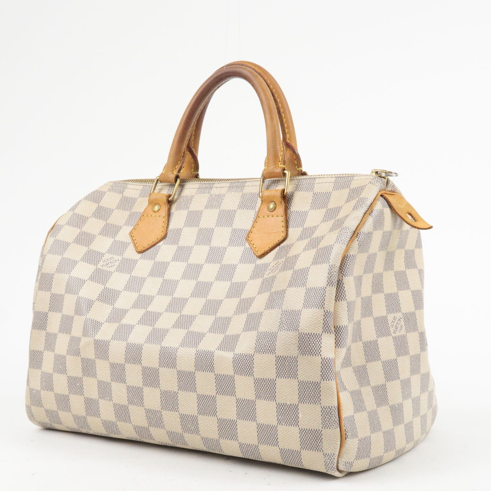 Pre-Owned Louis Vuitton Speedy 30 Damier Azur White Handbag 