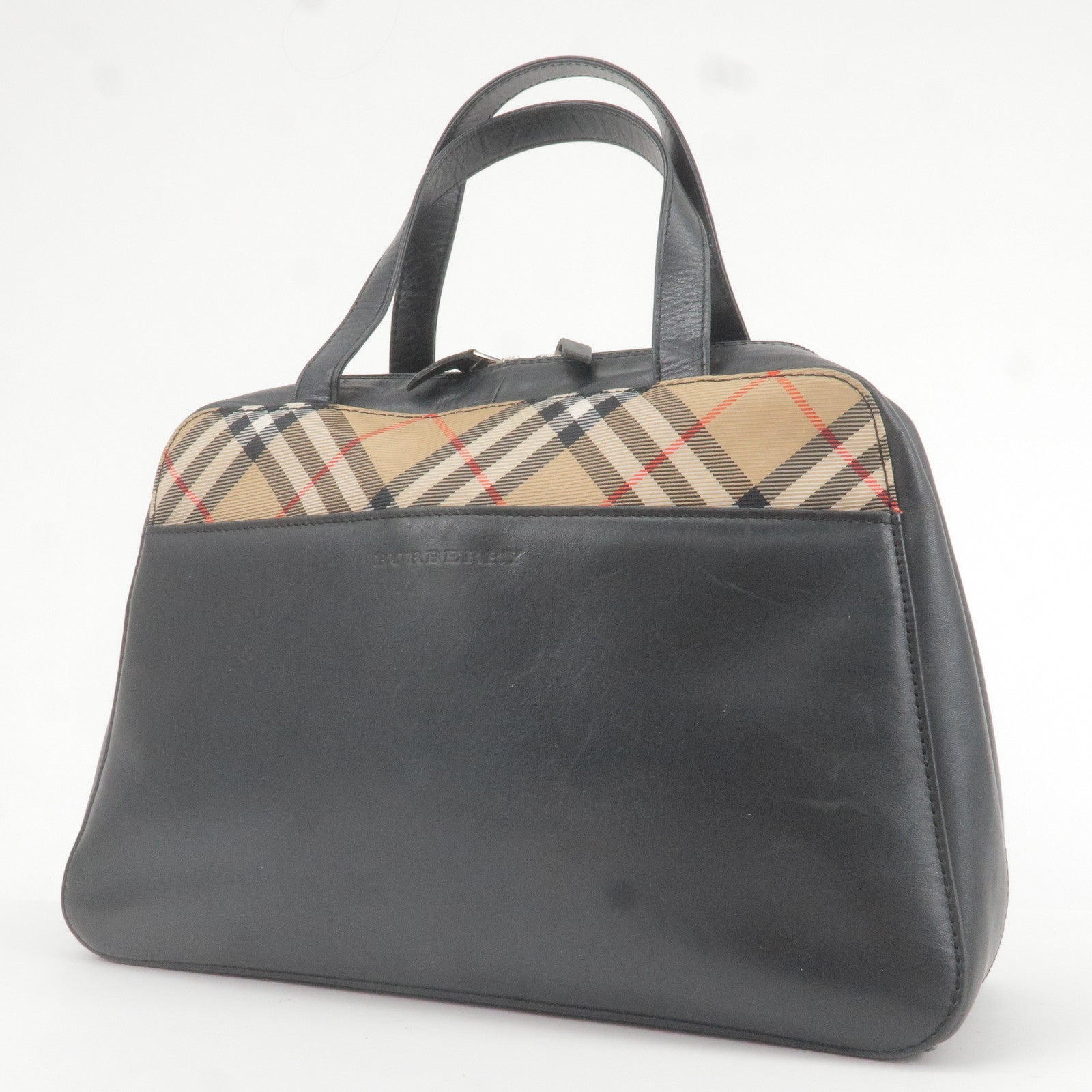 BURBERRY: bowling bag in coated cotton with Vintage Check - Beige