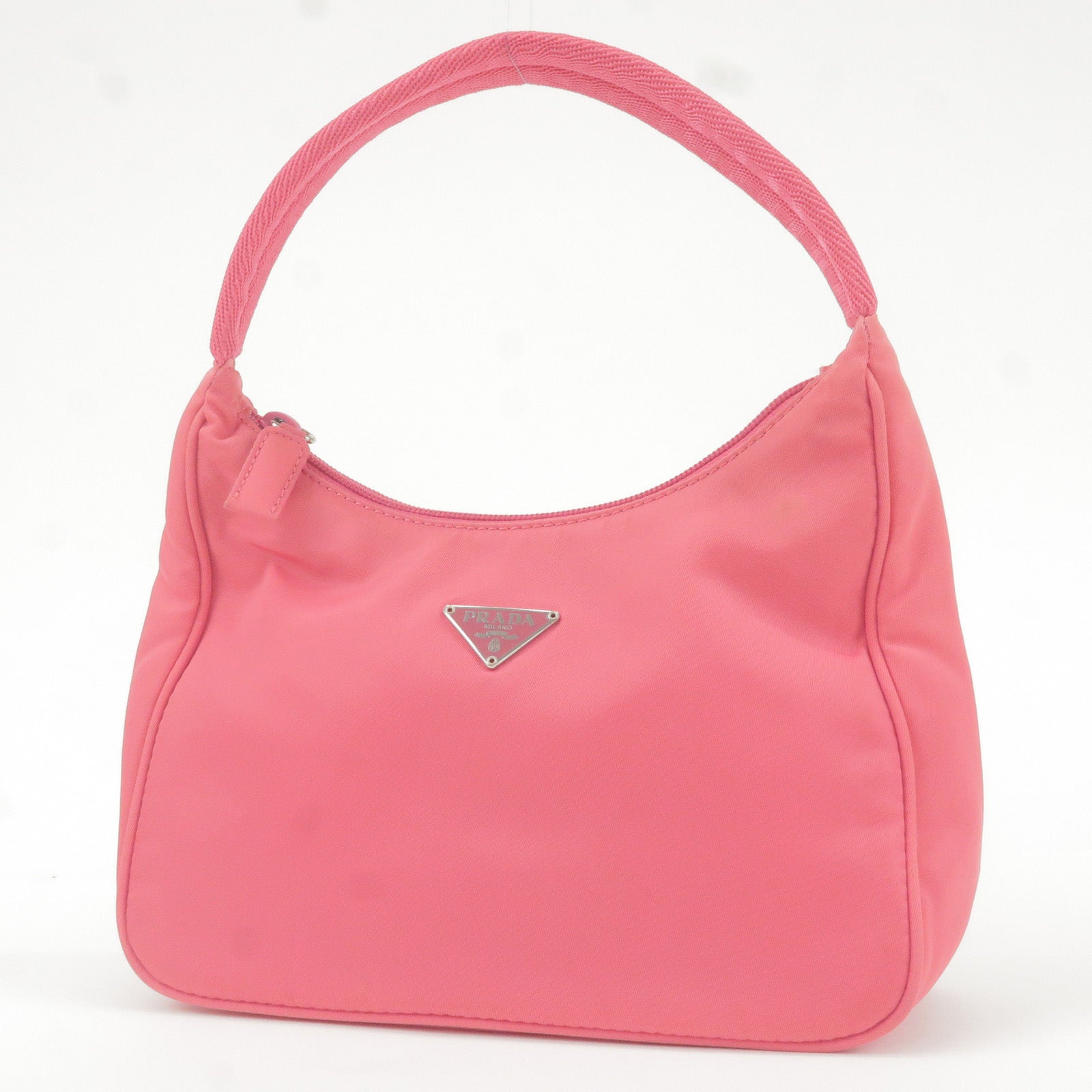 PRADA Tessuto Nylon Saffiano Double Pocket Shoulder Bag Pink