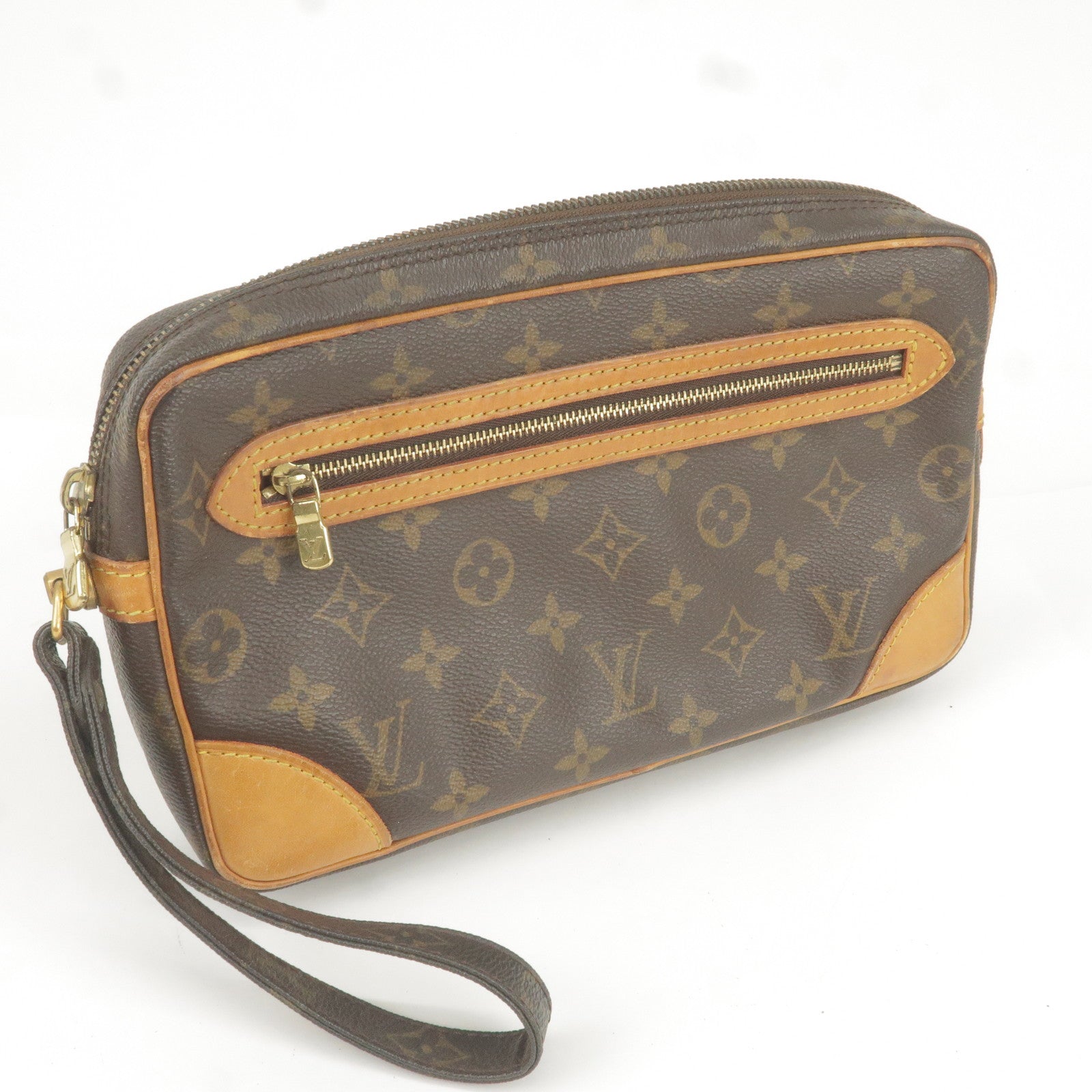 Louis Vuitton Marly handbag clutch in monogram canvas and natural