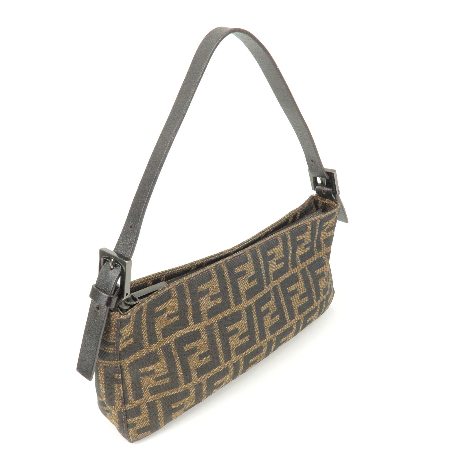 FENDI-Zucca-Canvas-Leather-Shoulder-Bag-Brown-Black-26566 – dct