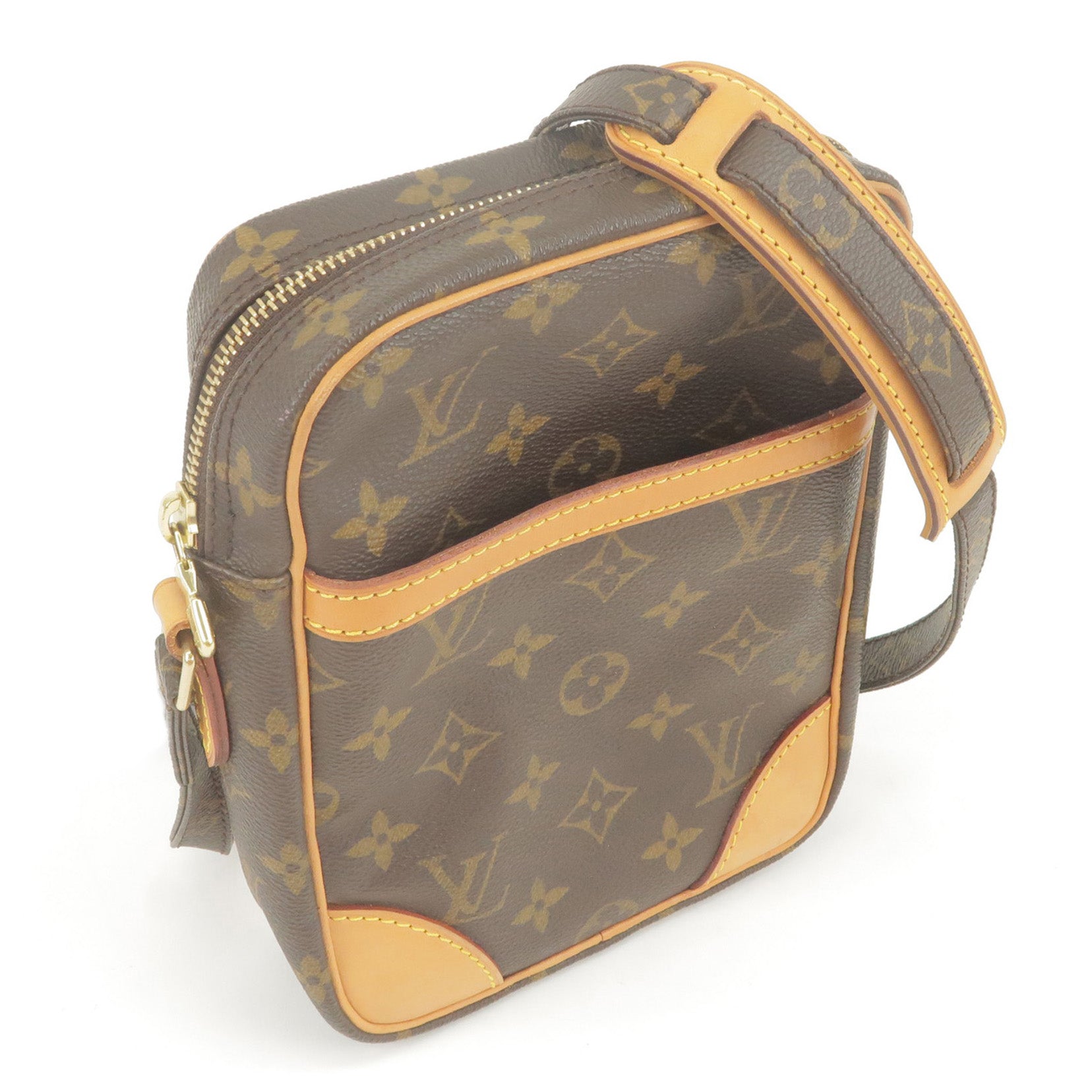 LOUIS VUITTON Danube PM Monogram Canvas Crossbody Bag Brown