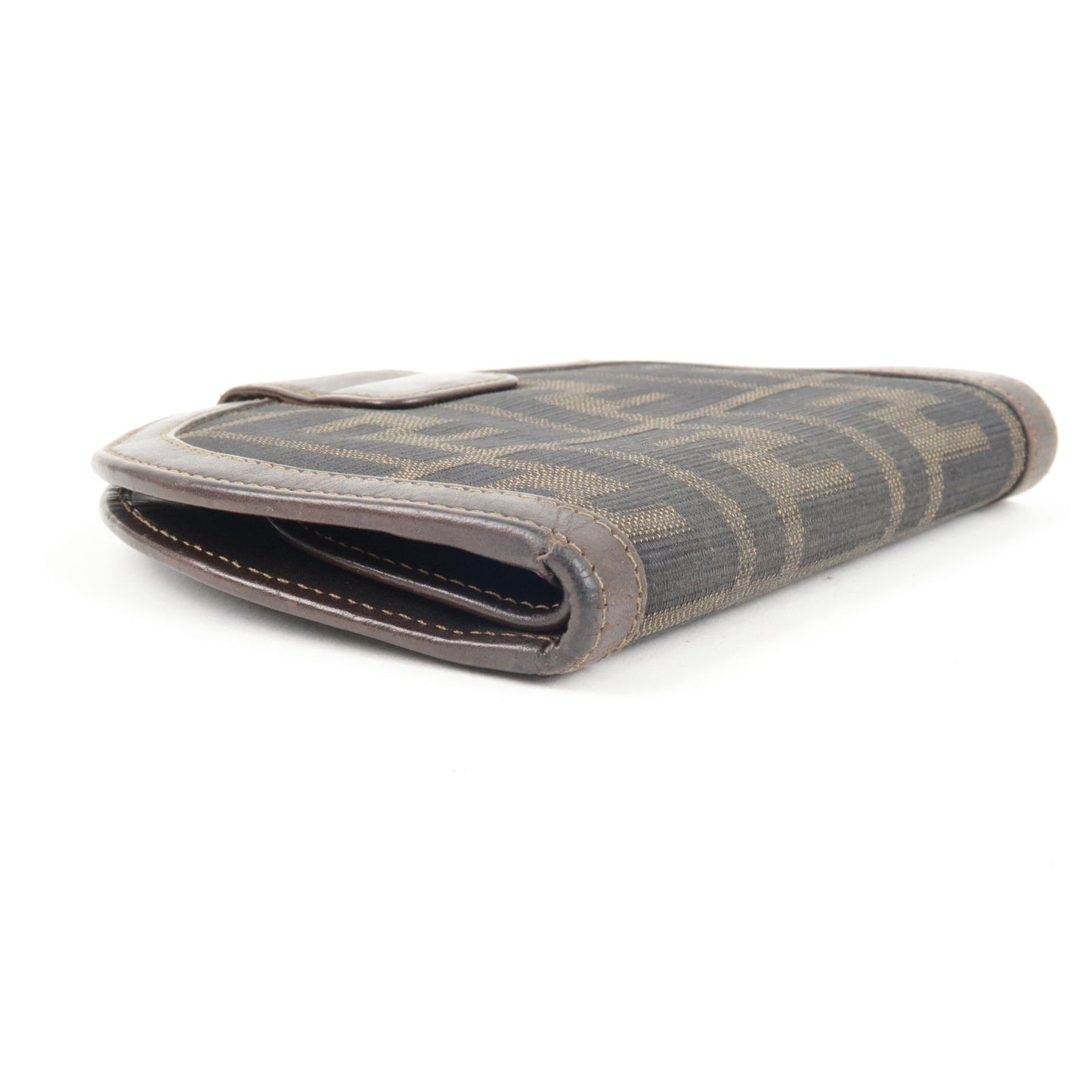 FENDI Zucca Canvas Leather Bi-Fold Wallet Khaki 2804.01223