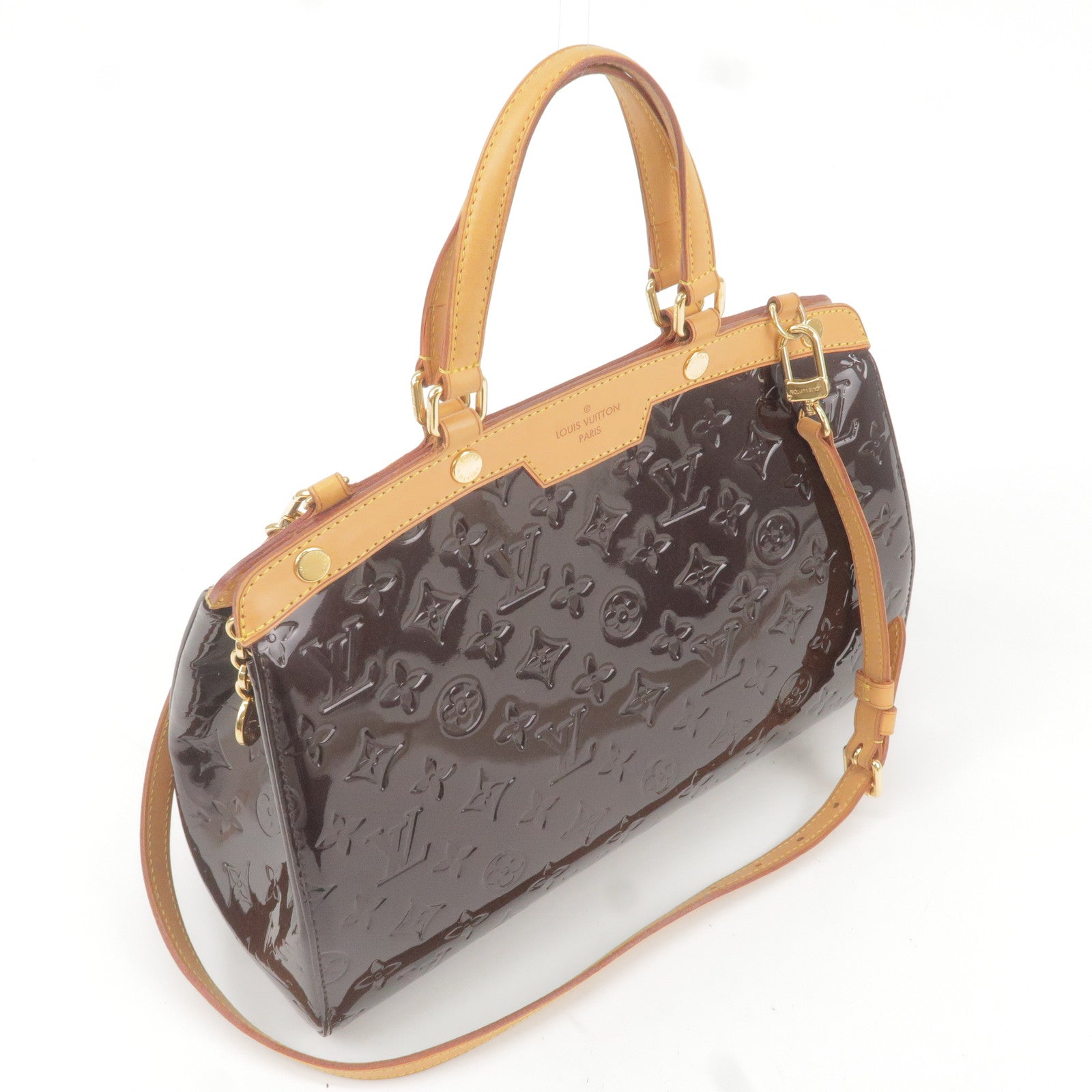 Pre-owned Louis Vuitton Amarante Monogram Vernis Brea Mm Bag In