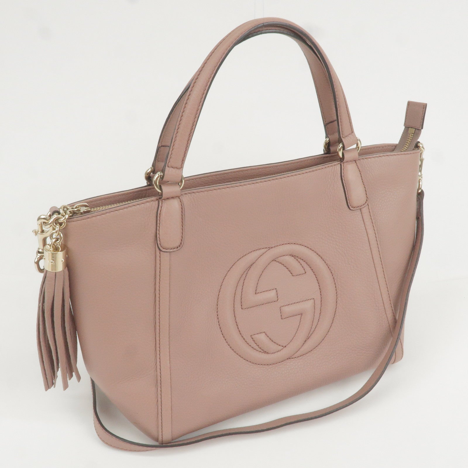 GUCCI Interlocking G 2way Chain Shoulder Hand Bag Leather Pink Gold  660RC988,  in 2023