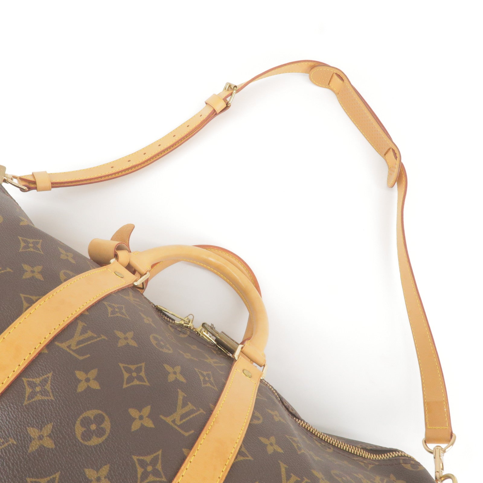 LOUIS VUITTON Leather Keepall Bandouliere 50 Handbag Shoulder Strap Only  M41416 Beige Women's