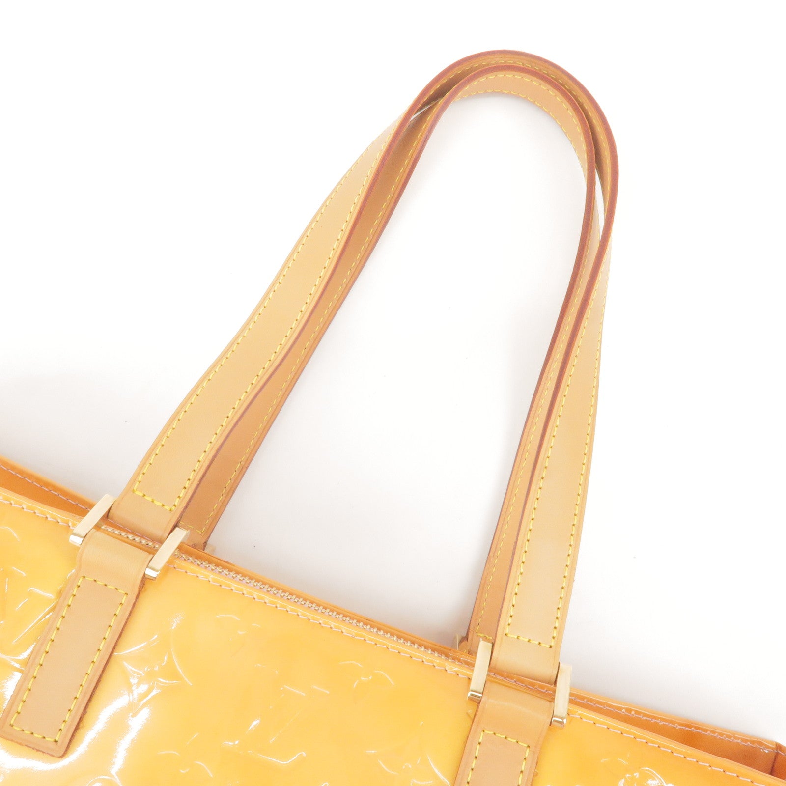Louis Vuitton Yellow Vernis Papillon Hand Bag 12in L x 6in D