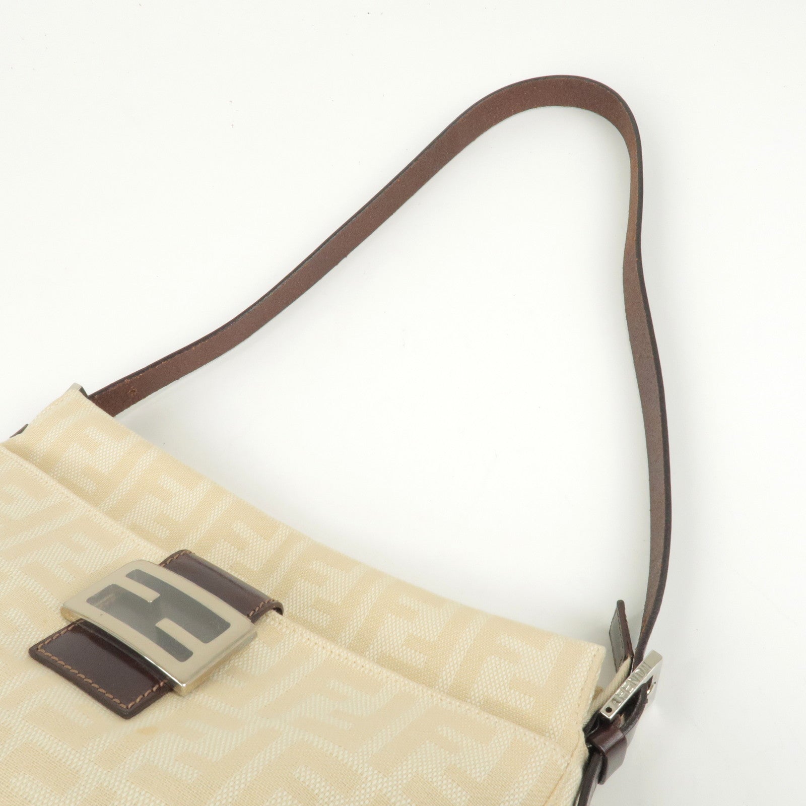 FENDI Zucca Small Canvas Shoulder Bag Beige-US