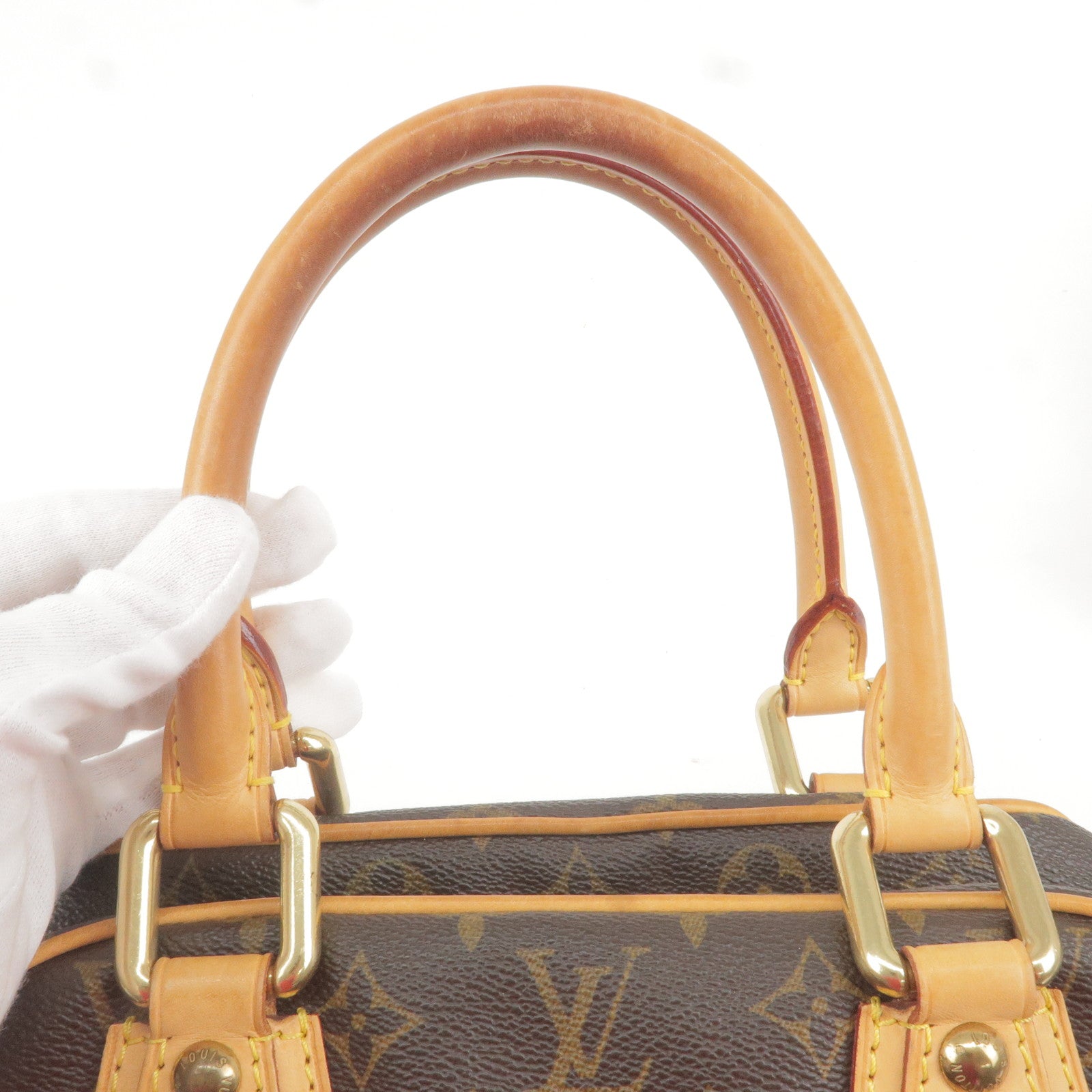 Authentic Louis Vuitton Monogram Manhattan PM Hand Bag Brown M40026 Used  F/S