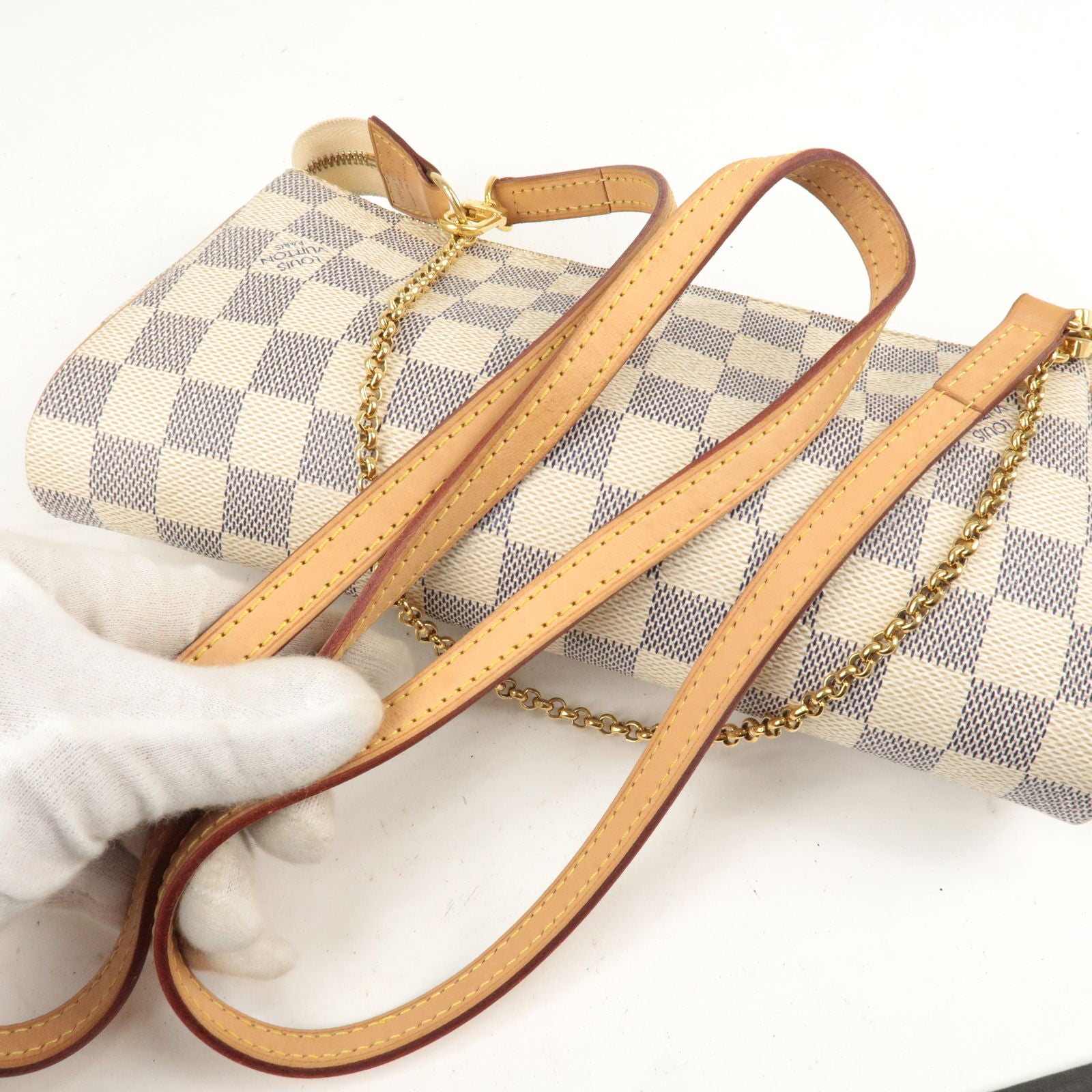 Louis Vuitton Damier Azur Eva Chain Shoulder Bag Handbag N55214