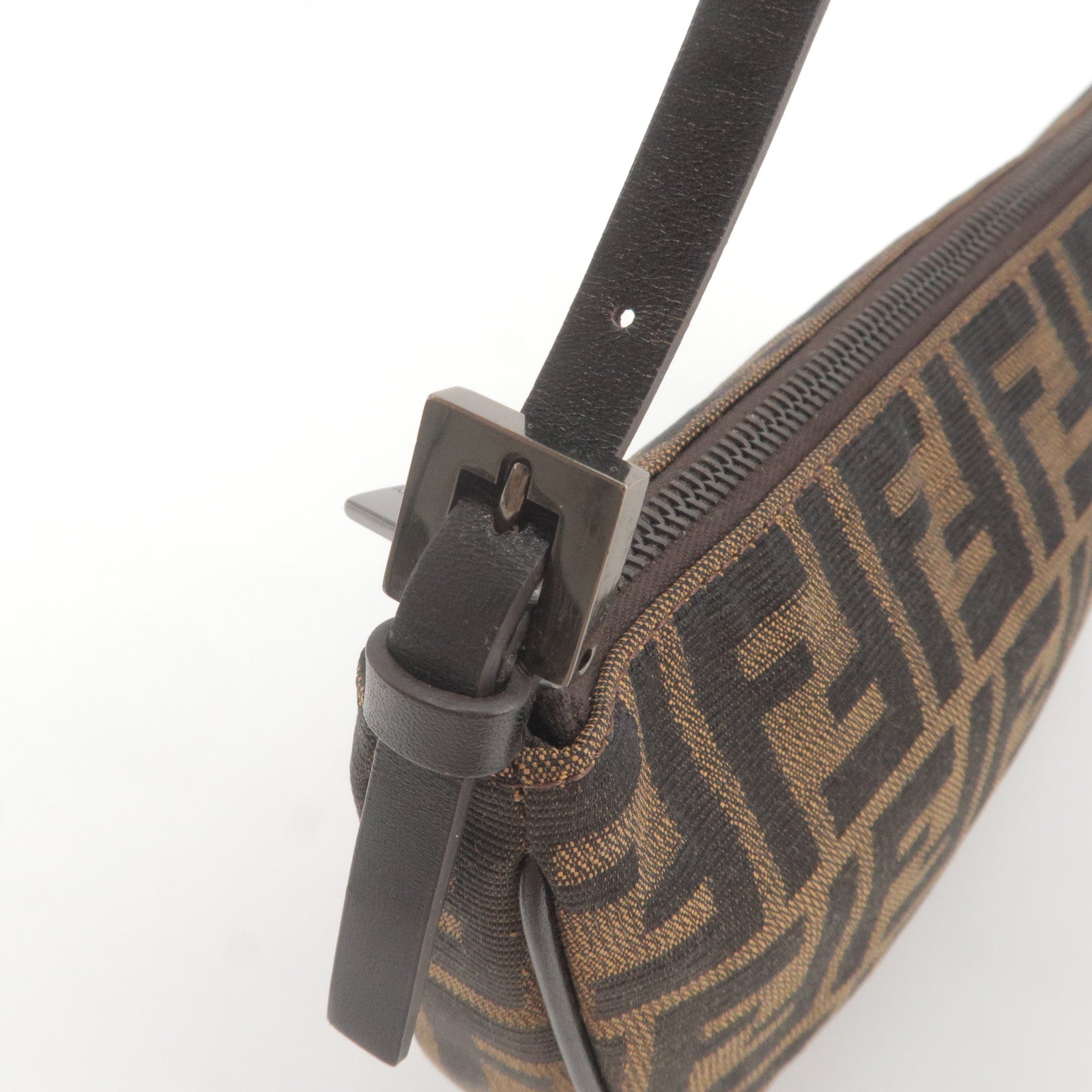 FENDI Selleria Zucca Canvas Leather Hand Bag