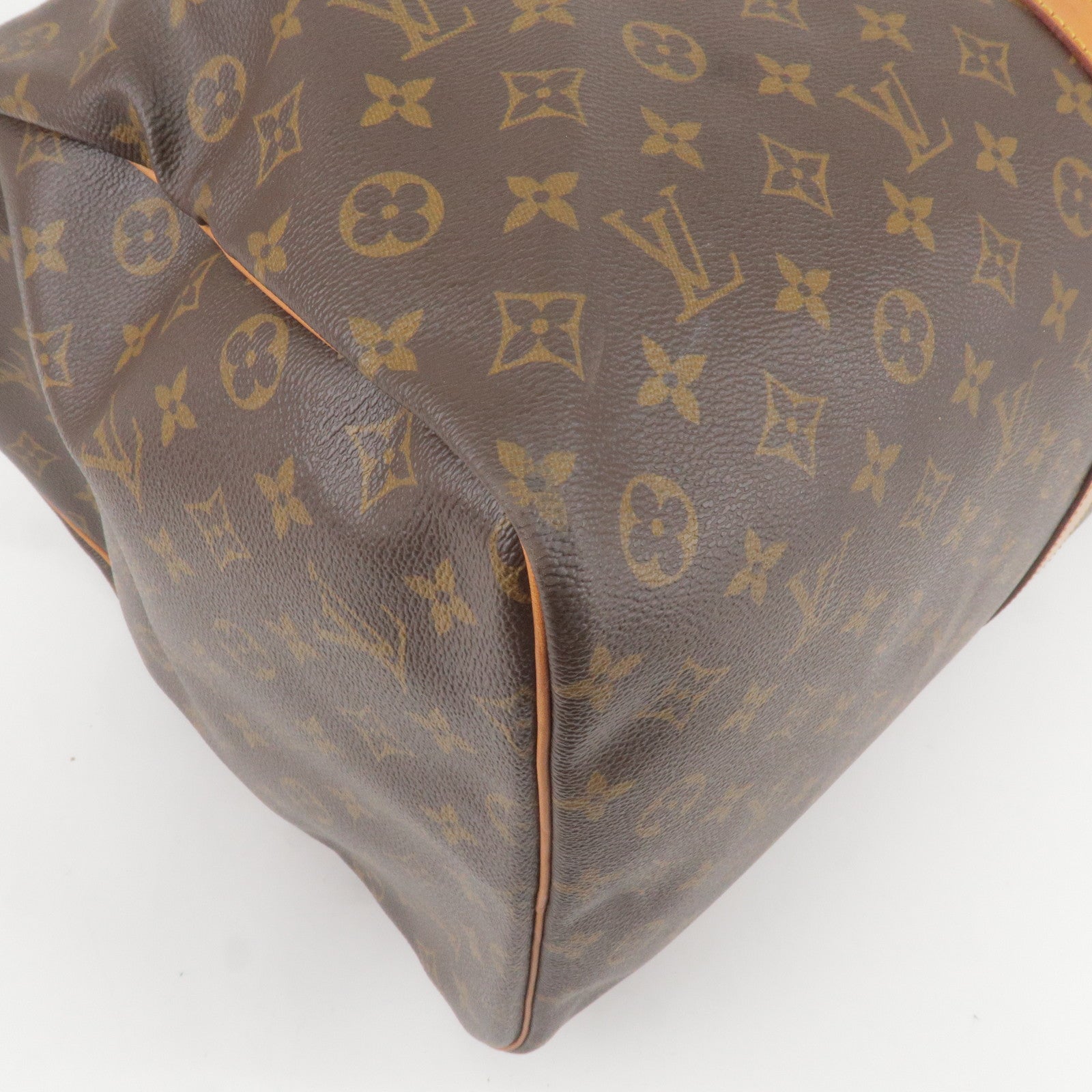 Shop Louis Vuitton Keepall Monogram 2WAY Leather Logo Boston Bags