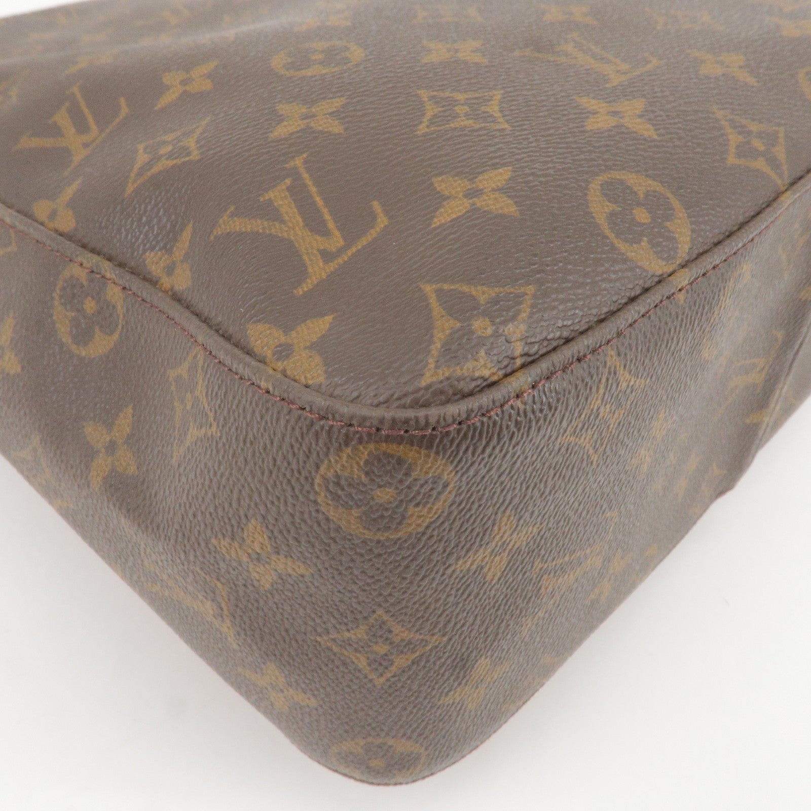 Louis Vuitton Womens Monogram Coated Canvas Looping GM M51145 Tote Bag Handbag