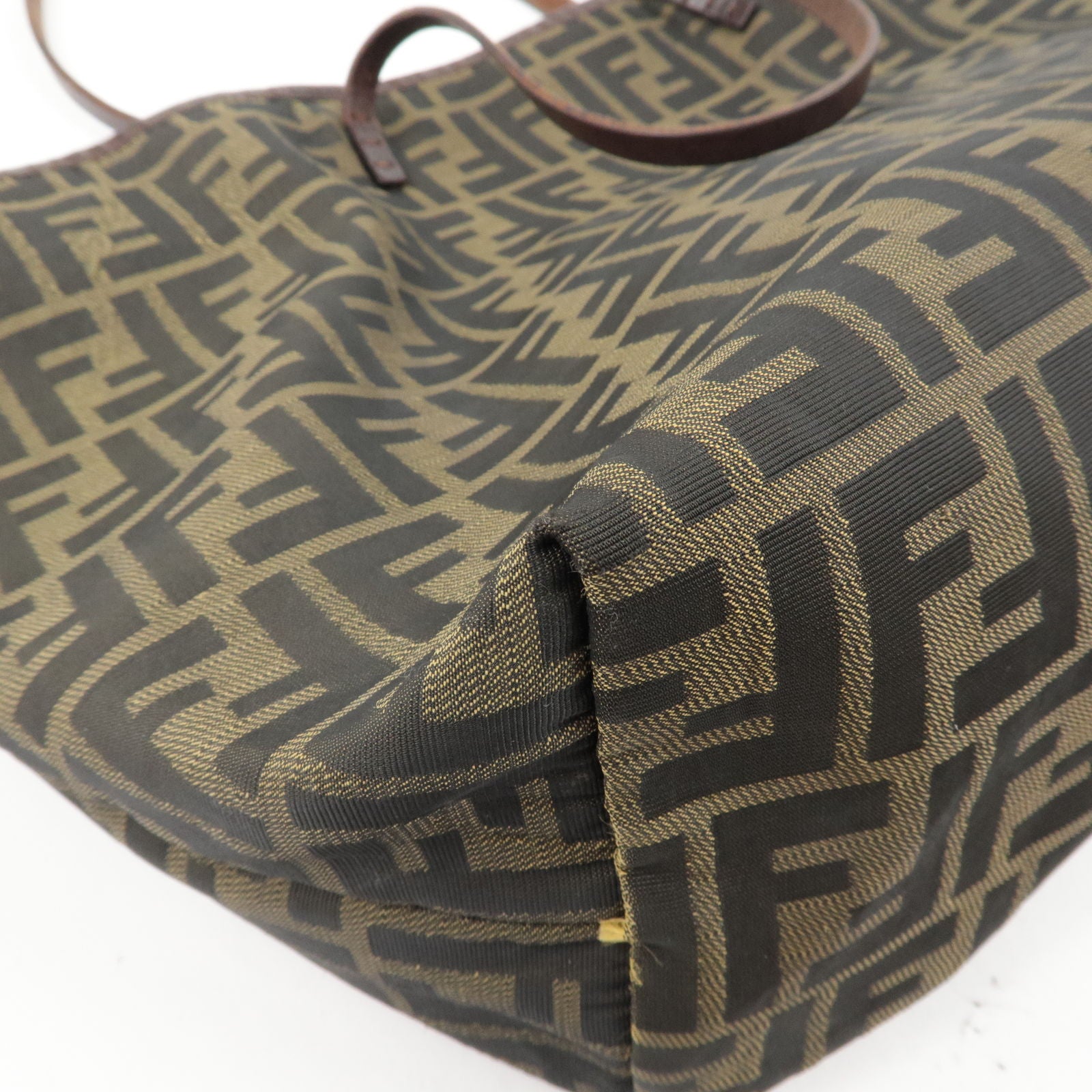 FENDI-Zucca-Canvas-Leather-Hand-Bag-Tote-Bag-Khaki-Black – dct